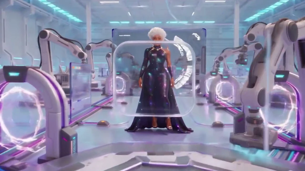 An artist materializing inside a luminous glass Factory production bay