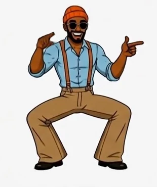 CharliBereal animated character performing an expressive pointing gesture