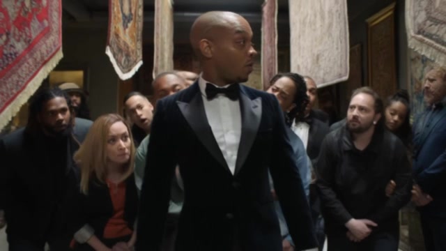 Keith Collins inside the cinematic rug commercial