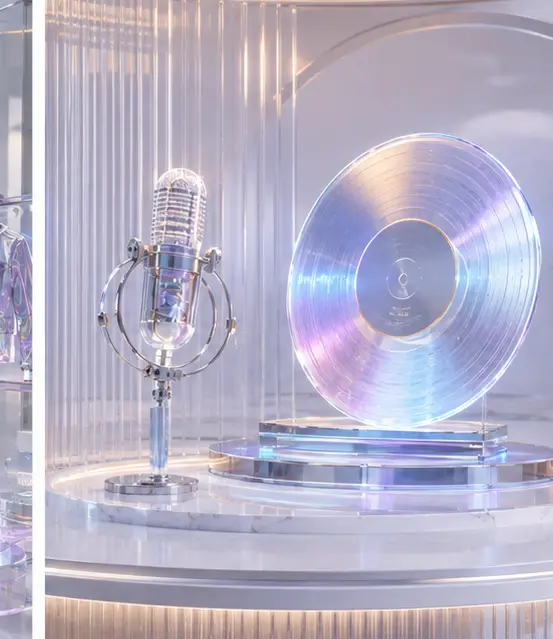 Album-scale release object displayed inside a premium gallery capsule