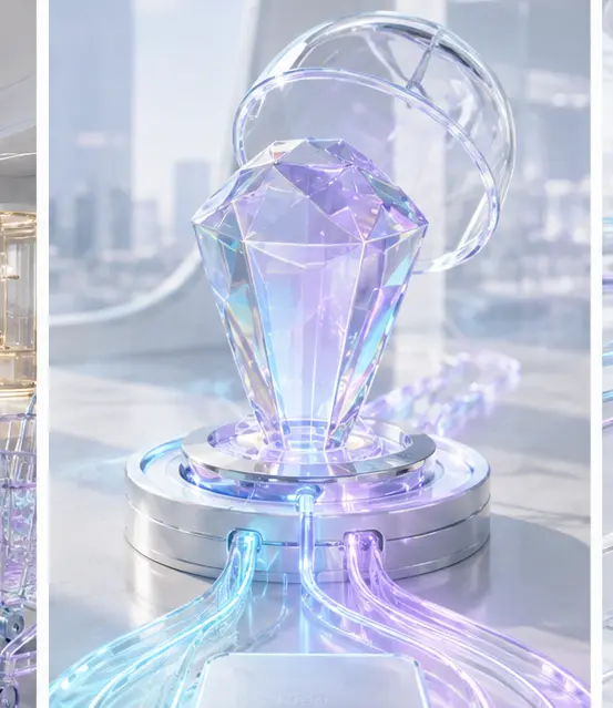 Premium commerce interface presented inside a transparent product gallery