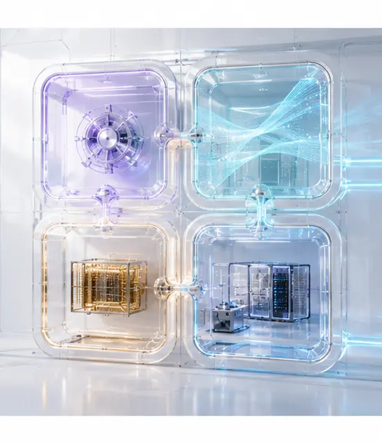Configurable interface modules arranged inside a luminous operations wall
